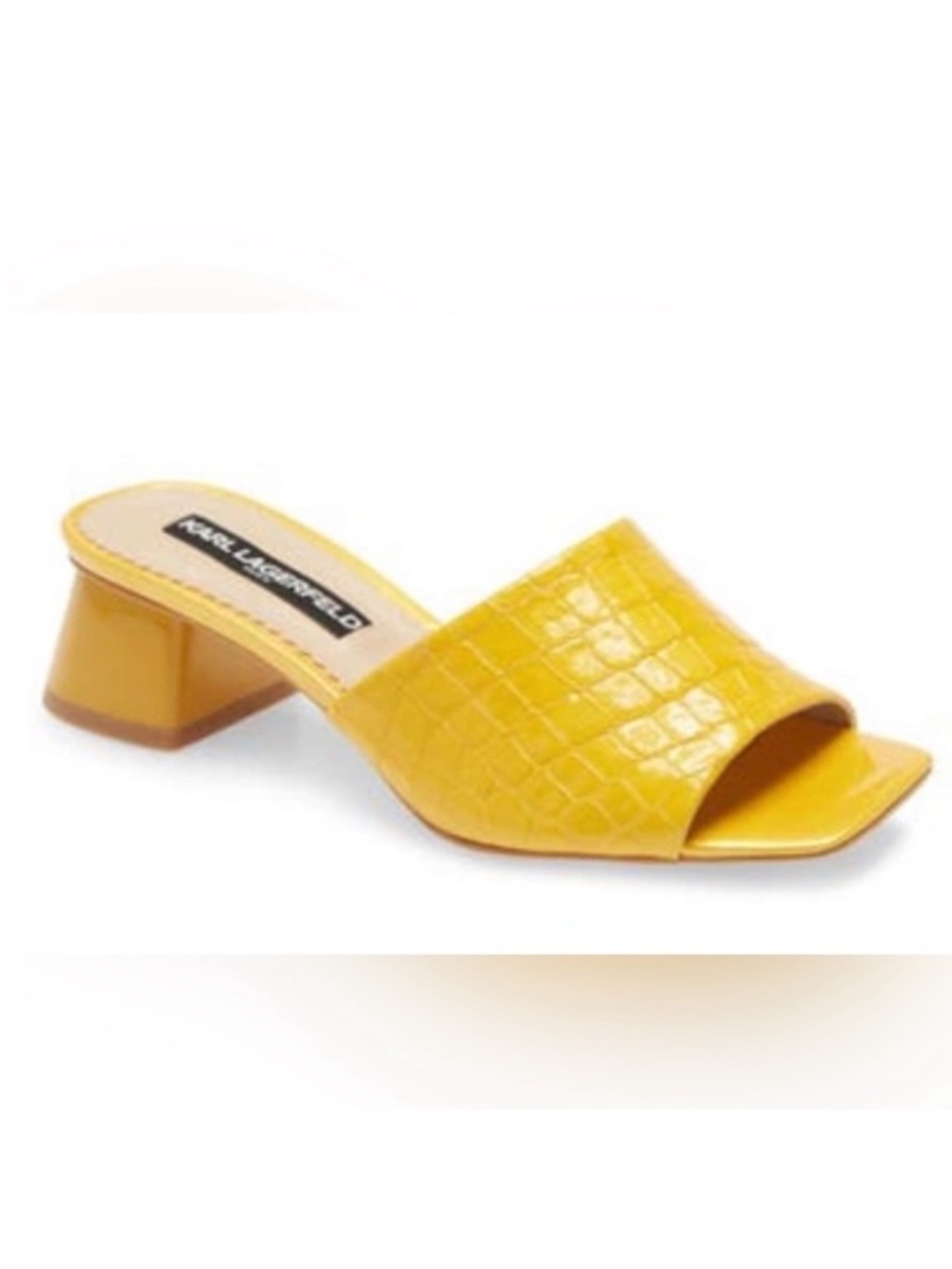 Karl Lagerfeld Paris Macaria Yellow Croc-Embossed Slide Mule
